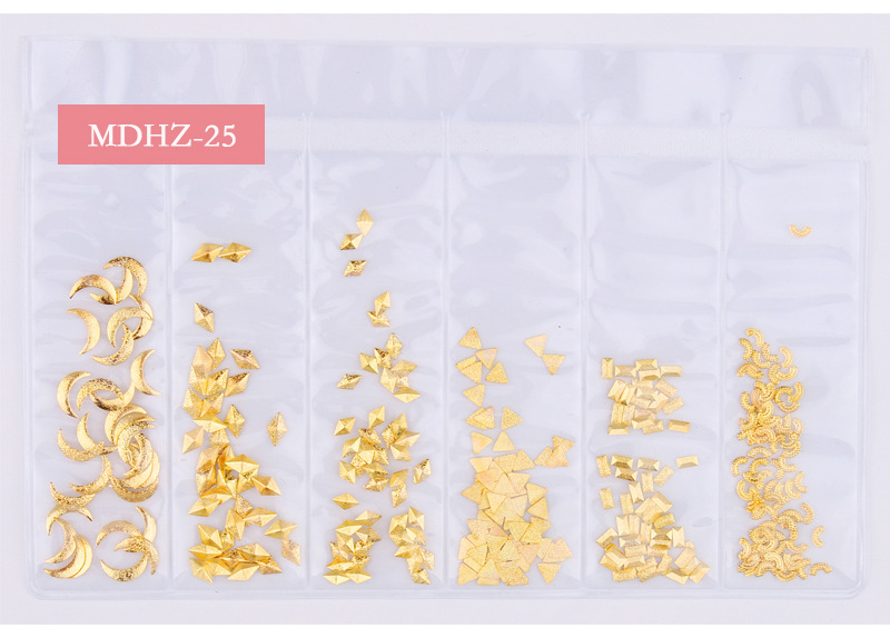 14g Weight Nail Decoration Accessories Nail Supplies 1 Set Quantity Metal Material Geometric Pattern Simple Style Style Factory Mixed New Nail Beauty Ornament Metal Hollow Japanese Star Moon Ocean 6 Grid Nail Decoration 14