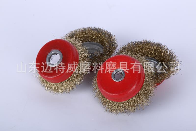 供应钢丝轮红碗加厚钢丝刷平轮金属除锈钢丝刷角磨机用钢丝刷