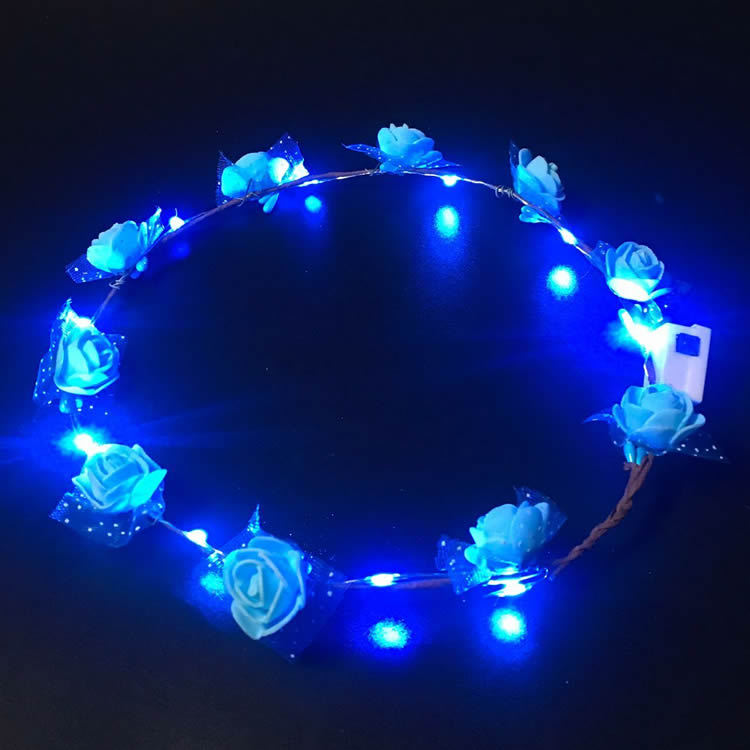 发光10花（PE泡沫花）蓝色花环