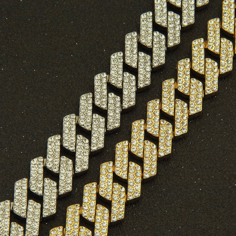 Hip Hop Menu0027s Cuban Chain Necklace Three-dimensional Rhombus Thick Chain