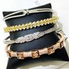 Universal fashionable quality zirconium, gold bracelet, accessory, micro incrustation, Korean style