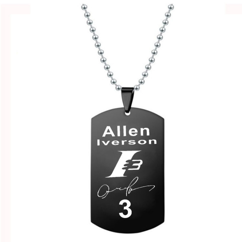 NBA Basketball Player Kevin, Kobe, Kerry Sports Star Stainless Steel Black Pendant Titanium Steel Necklace