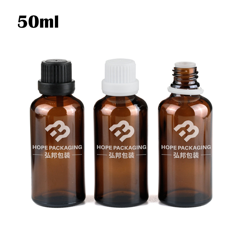 50ml棕色玻璃瓶，精油瓶，大头盖，滴塞