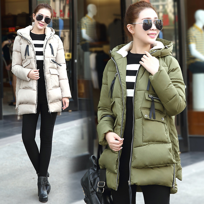 Women's Clothing Plus size Warm jacket cotton coat fat MM student maternity clothes medium and long 200 catties cotton coat military cotton coat_voghion.com