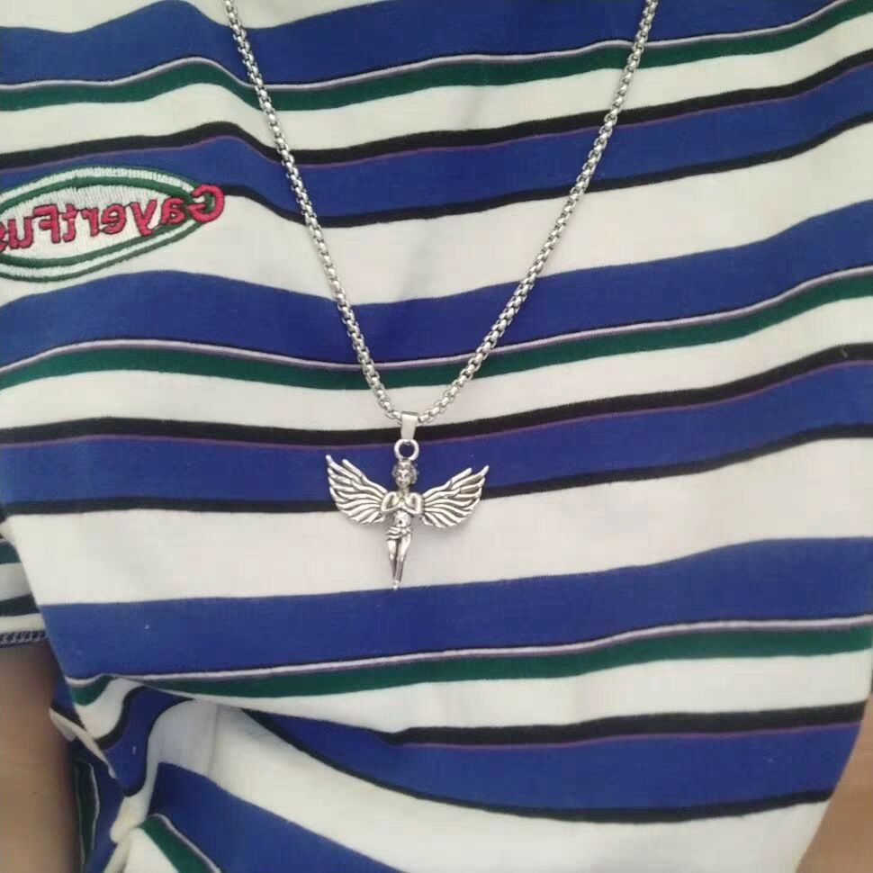 Collana con ciondolo angelo per uomo e donna stile hip hop_voghion.com
