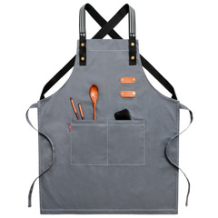 Apron Canvas Kitchen Cooking Custom Printed Logo Home Use Milk Tea Shop Coffee Shop Men Women Restaurant Workwear