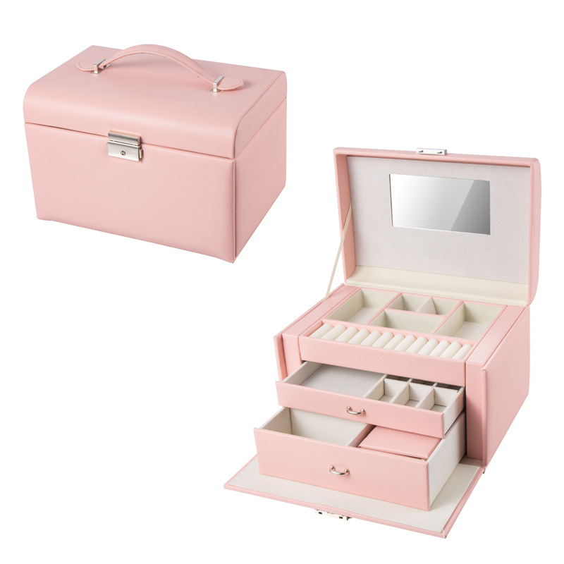 首饰盒公主欧式韩国耳环耳钉手饰手镯收纳盒饰品盒带锁多层简约