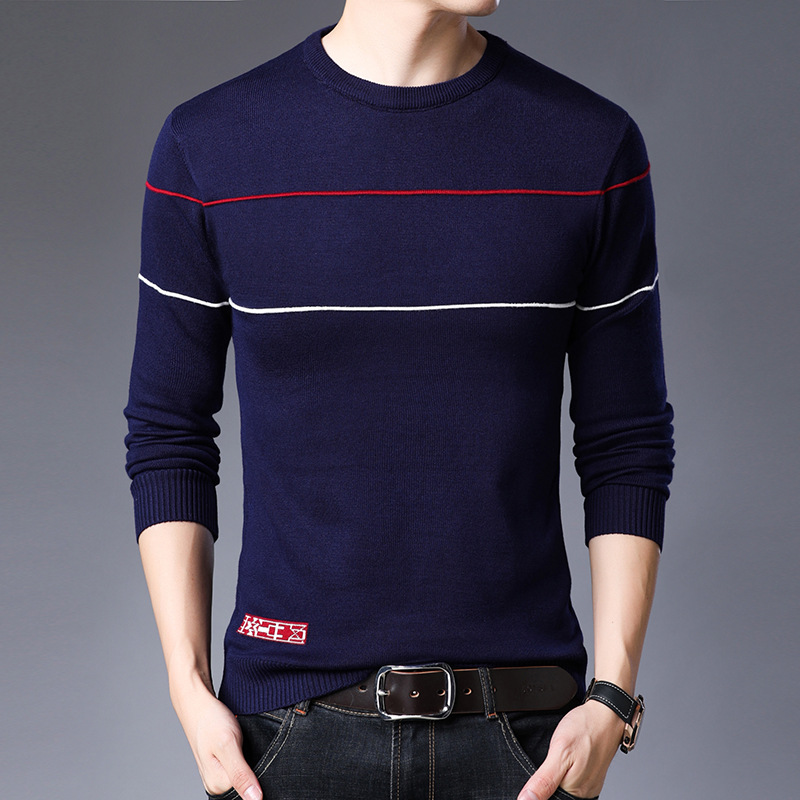 2022 autumn new men's sweater fashion youth Korean slim round neck sweater men's base shirt