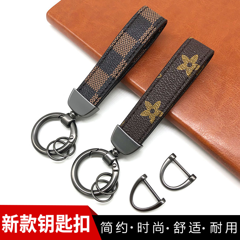 汽车sup潮牌冠军真牛皮高档钥匙绳扣链简约时尚情侣挂件支持定做