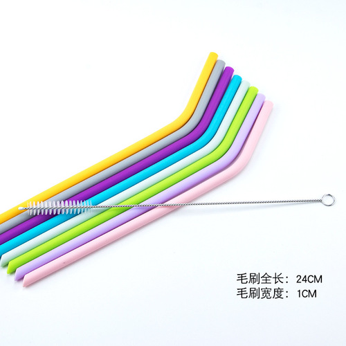 Factory direct sales silicone straws reusable folding silicone straws colorful beverage milk tea straws