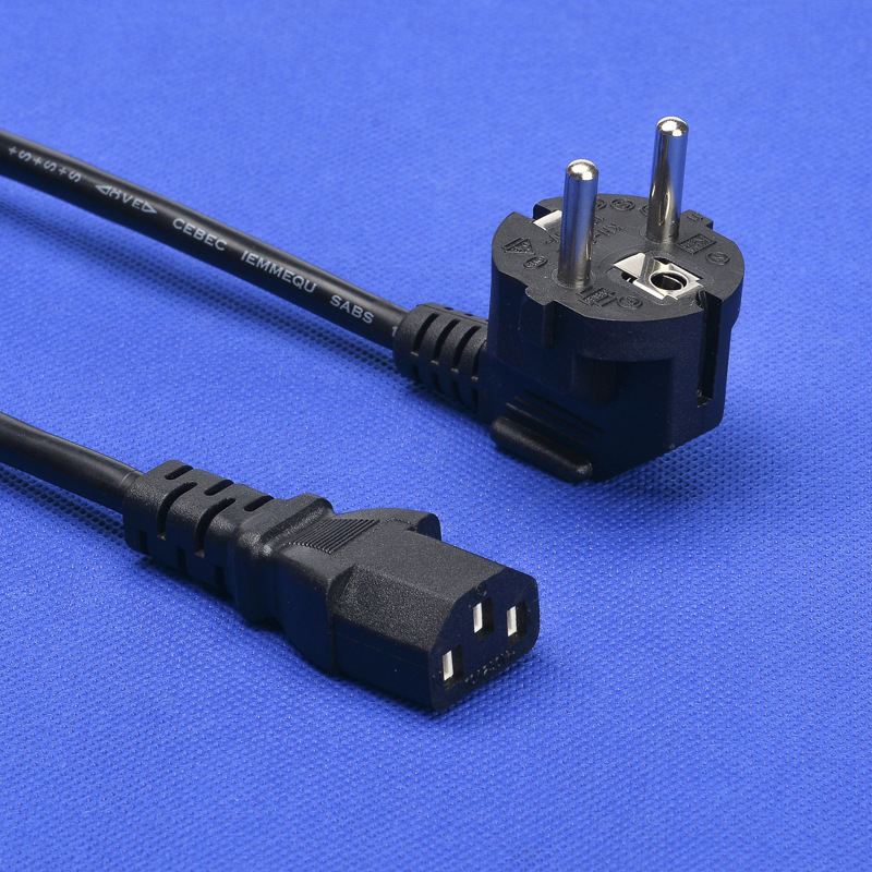 厂家直销欧规三插0.75平方1.5米品字尾电源线 欧标三芯插头电源线