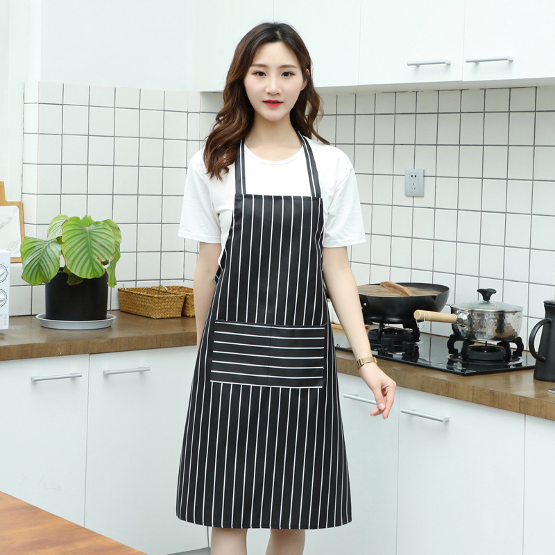 한국풍 컬러 세로줄 민소매 어깨끈 방수 오염방지 주방 식당 요리사 앞치마
