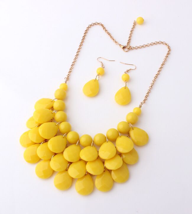 100g Weight Jewelry Set Classification Earrings + Necklace Quantity Holiday, Daily Occasion Alloy, Plastic, Resin Material Water Droplets Pattern Women's Gender Plating Design Lady Style Lady Water Droplets Alloy Plastic Resin Plating Women's Jewelry Set 9