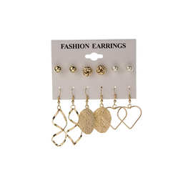 A1442  wish速卖通爆款爱心树叶 扭曲简约耳环 套装6件套