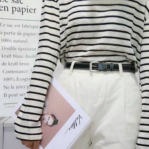 Double line women's belt Korean version versatile women's belt simple casual pin buckle jeans belt factory direct sale
