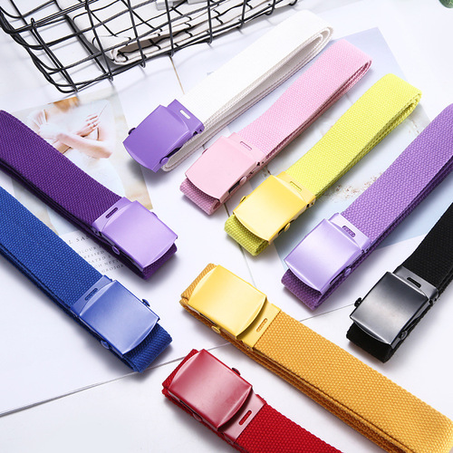 Automatic canvas belt for men and women, fashion woven, student simple and versatile, Korean denim belt width