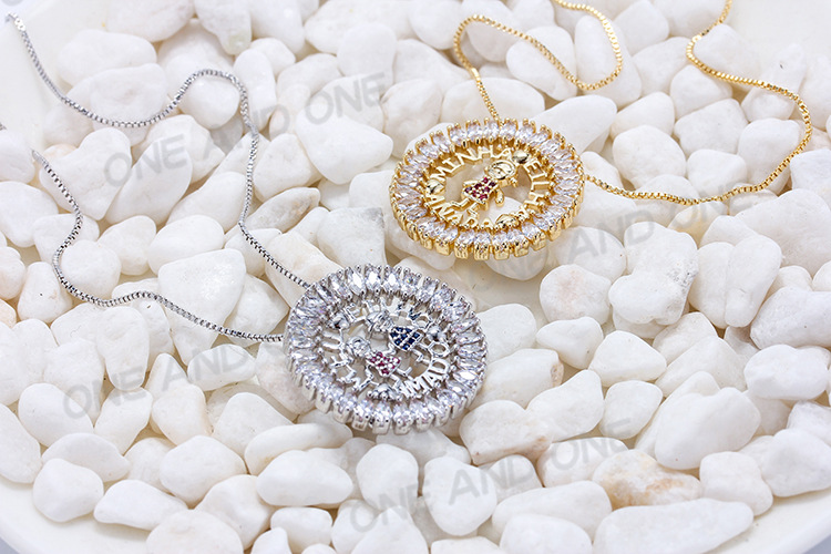 Women'S Gender Plating Design Nihaojewelry Wholesale Jewelry Simple Micro-inlaid Colored Zircon Boy And Girl Pendant Necklace
