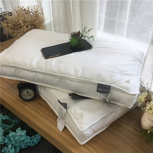 Пять -звездочный отель удобный ядро ​​подушка двух -в шелковая шелковая спящая подушка мягкая кожа подушка для взрослых двойной подушки