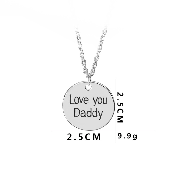 simple creative Fathers Day gift glossy alloy round letter dripping oil necklacepicture1