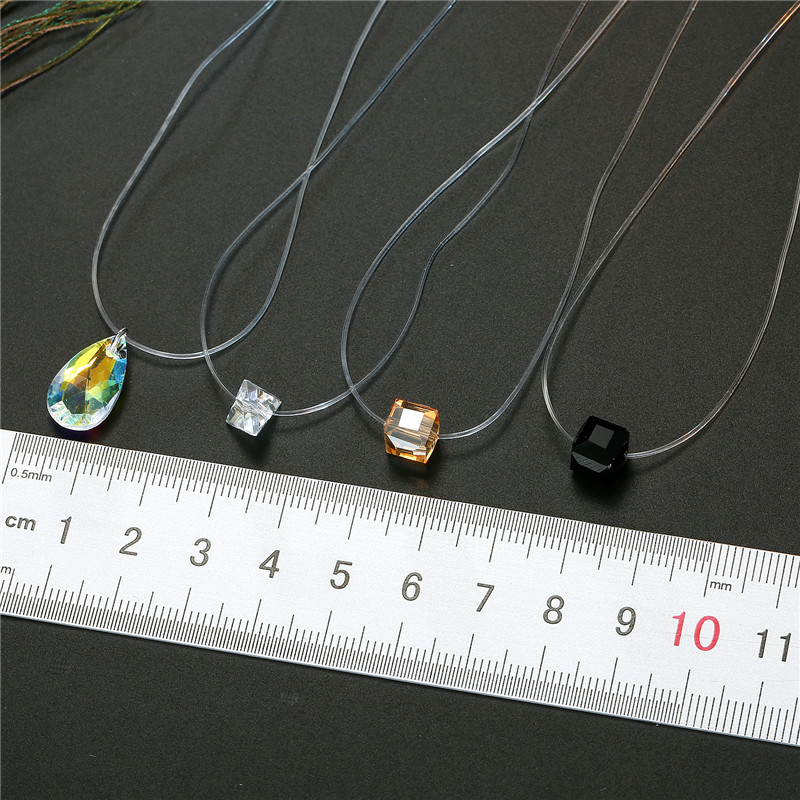 Stylish Geometric Teardrop Colored Invisible Zircon Necklace display picture 4
