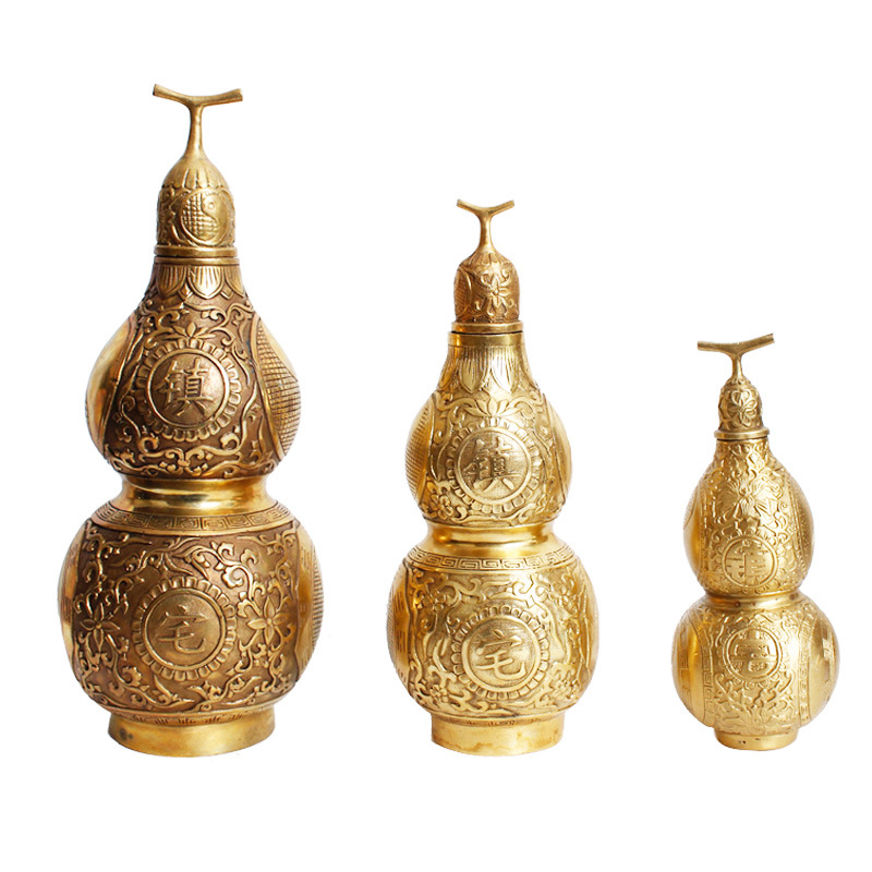 Factory wholesale open cover copper gourd pure copper gossip gourd home gourd pure copper crafts ornaments