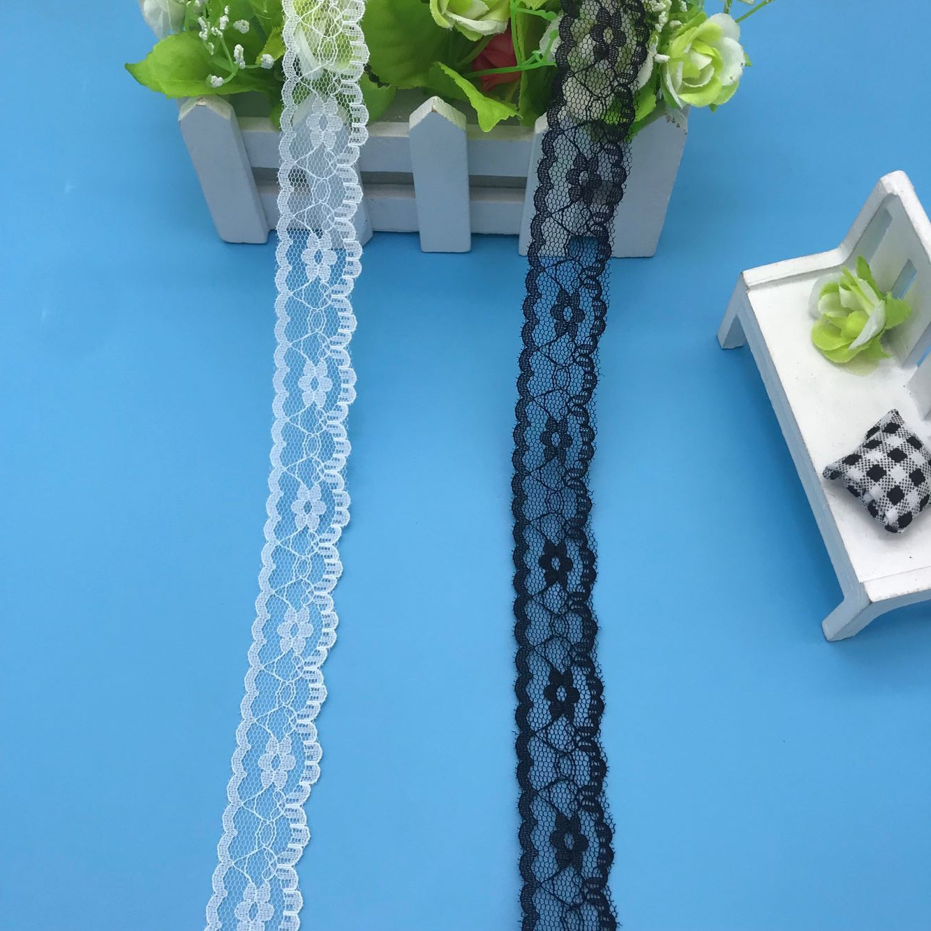 花边蕾丝花边无弹花边黑白色长期现货供应服装雨伞鞋帽辅料