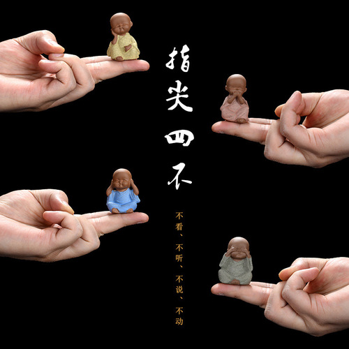 Tea pet ornaments can be used to raise creative mini pocket-sized three or four little monks, Zen-like purple sand tea sets, accessories, flower pot decorations