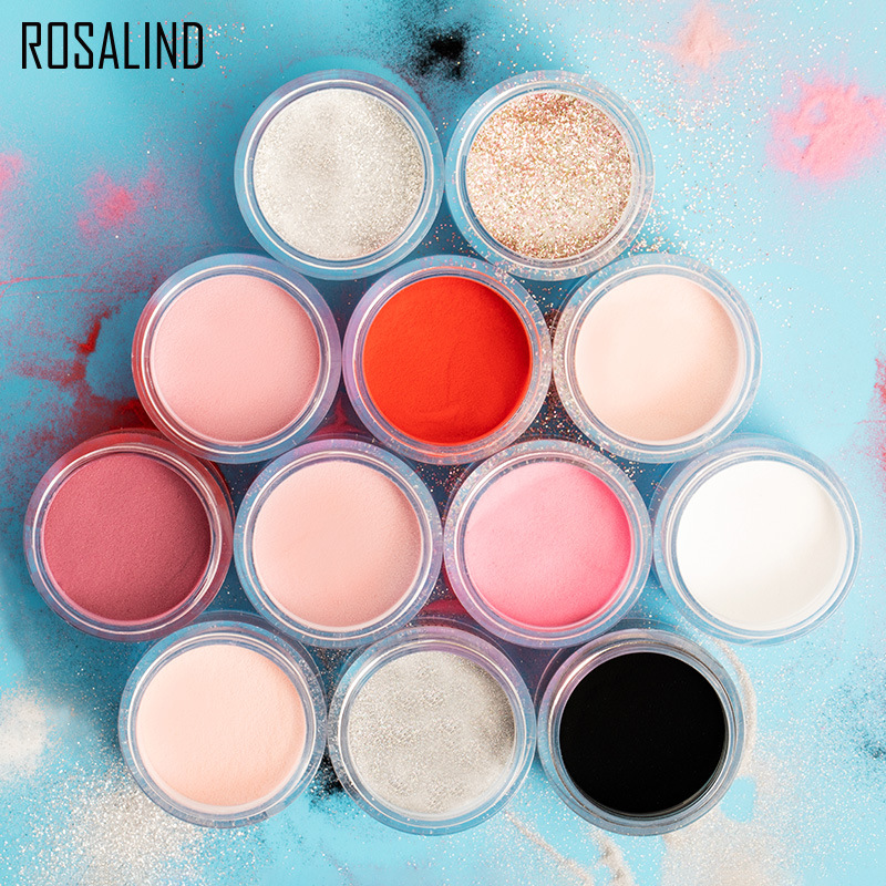 rosalind指甲粉套装12色磨砂美甲粉 延长浸润雕花三合一水晶甲粉
