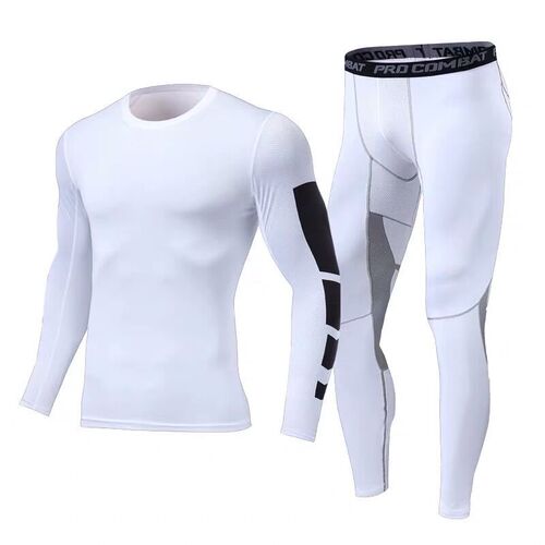 Men's Winter and Autumn Fitness Suit Two-Piece Tight Bodysuit Long-Sleeve Sports Training Running Basketball Moisture-Wicking High-Elastic Set