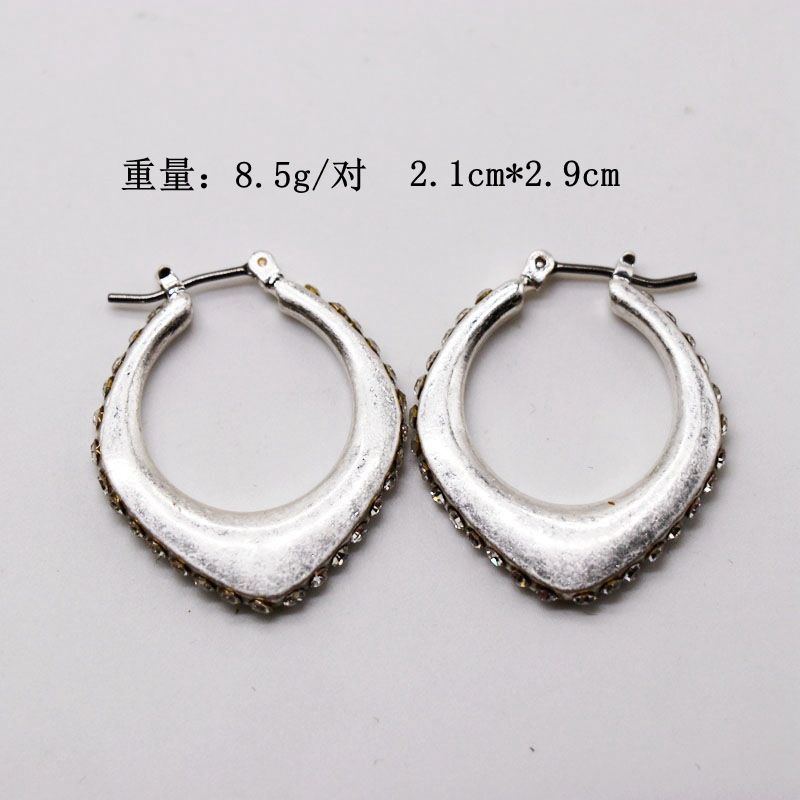 Jewelry Matte Gold Silver Stud Earrings Simple Hollow Diamond Earrings Wild Fashion Earrings display picture 1