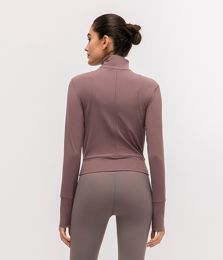 Women's standing collar sports jacket with long sleeve Yoga coat