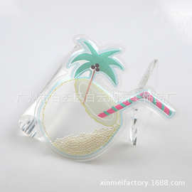 厂家供应 立体气泡标TPU丝印椰树珍珠背胶充气标 服装热转印辅料