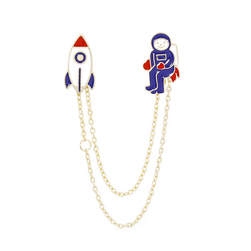 Universe Space Series Creative Astronaut Rocket Planet Brooch display picture 9