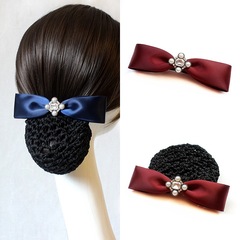 【廠家直銷】簡約髮夾發兜彈簧夾韓職業發網網兜盤發頭花12*3.5cm