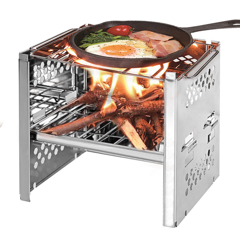 不锈钢烧烤炉户外 可调节升降折叠炉 便携式野餐BBQ烧烤架 取暖炉