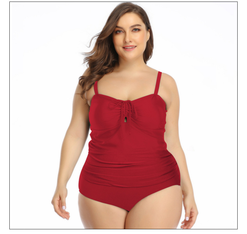 wholesale clothing vendor Nihaostyles pleated sling solid color split swimsuit NSGM67202