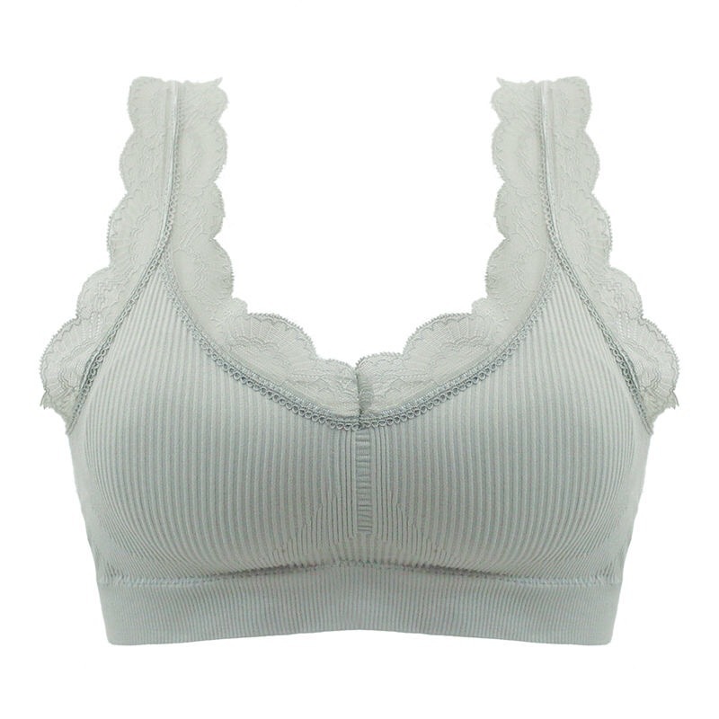 Encaje envuelto en el pecho sexy ropa interior mujeres con almohadilla en el pecho anti-exposición belleza tubo trasero superior sujetador inalámbrico camisola mujeres