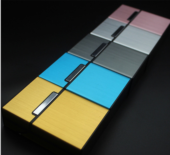 (Wholesale), men's creative matte plastic cigarette case, metallic color, Korean style, aluminum alloy, 20 pieces 2