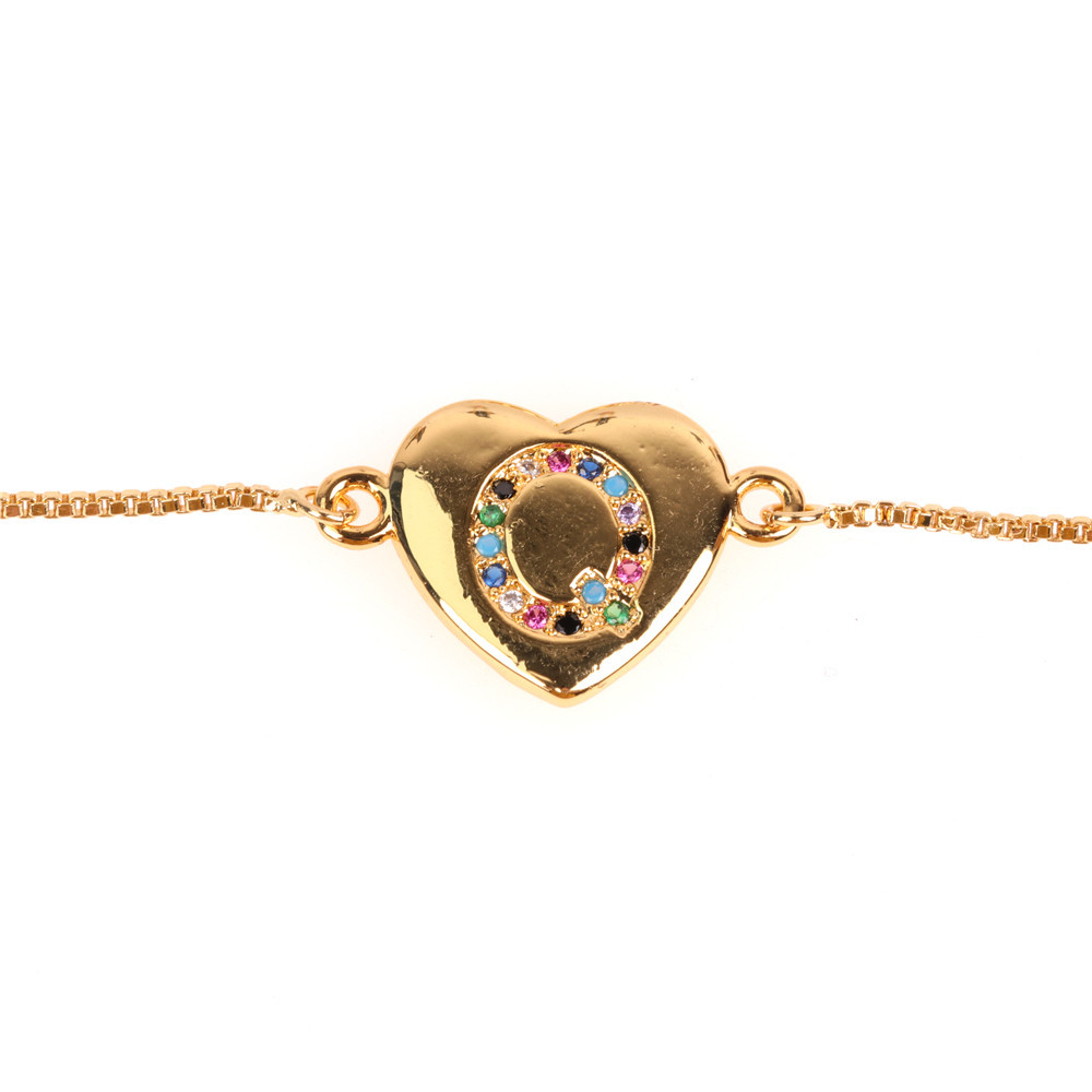 Jewelry Gift Love Peach Heart Bracelet Women's 26 Letter Color Zircon Pull Bracelet display picture 9