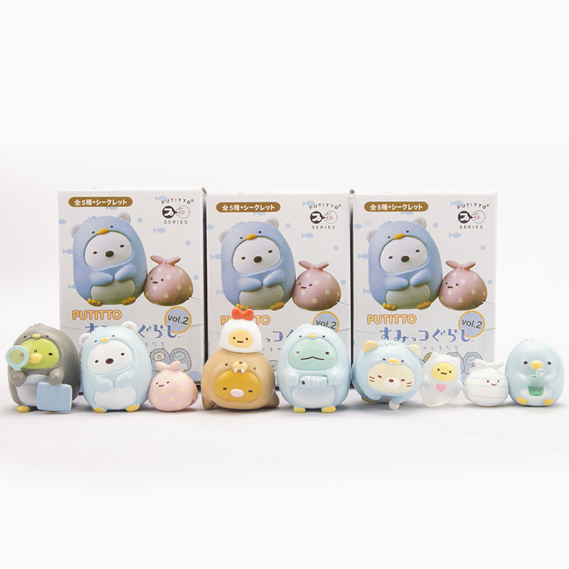 3代6款角落生物角落杯缘公仔娃娃机蛋盒杯沿茶友装饰摆件挂件手办