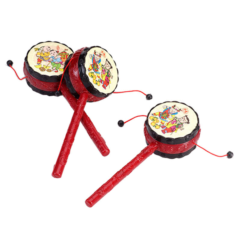 children auspicious Plastic Rattle drum Rattle Infants Hand Drums wholesale Traditional toys Rattle drum