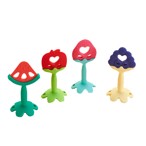 Newborn Baby Fruit Teether, Baby Grinding Ruler, Fruit Silicone Teether, Hole Teether with Storage Box