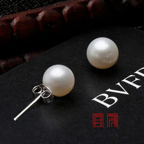 Cross-border minimalist pearl earrings for women, Korean-style beaded versatile fashionable round pearl earrings, wholesale.