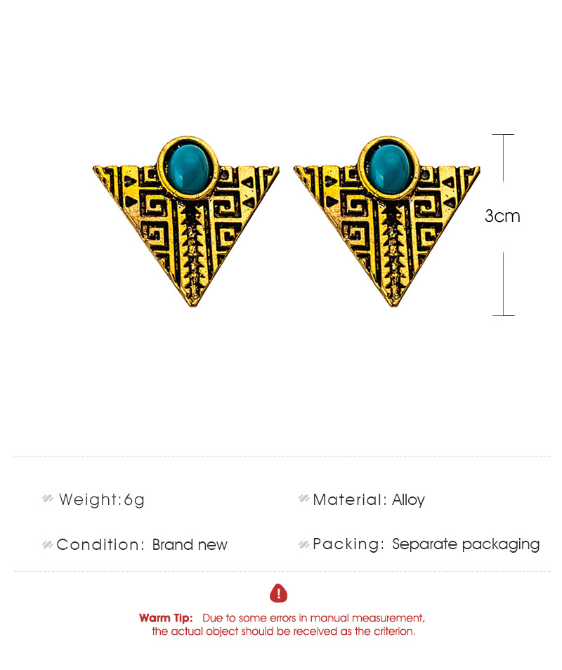 Personalized Fashion Alloy Retro Triangle Turquoise Earrings Wholesale display picture 1