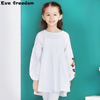 Girls T-shirt 2019 new pattern Cotton and hemp Woven shirt Loose type Child sweater literature girl Spring and summer One piece On behalf of