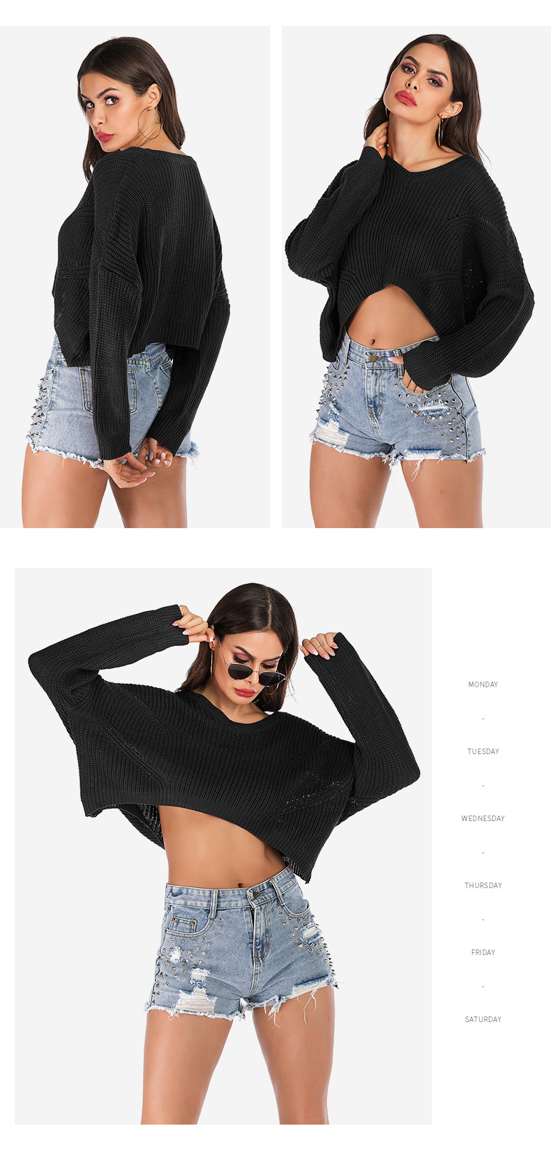 wholesale clothing vendors Nihaostyles solid color v-neck knitted bat long-sleeved bottoming sweater  NSYYF66670