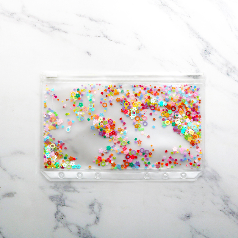 Multi-especificación A6 de hojas sueltas Notebook bolsa de lazo A5 Bill Hand Book bolsa de la cremallera de almacenamiento de PVC A4 bolsa de archivos