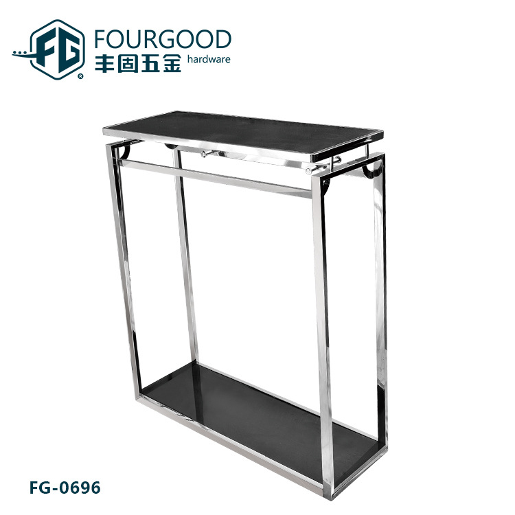Foshan fábrica de estantes de exhibición de prendas de vestir de acero inoxidable en la isla de la venta
