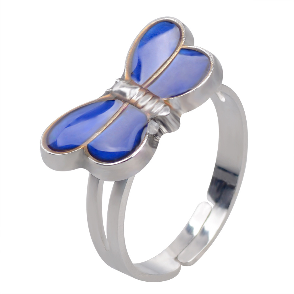 Fashion Cute Butterfly Temperature-sensing Color Opening Ring display picture 1