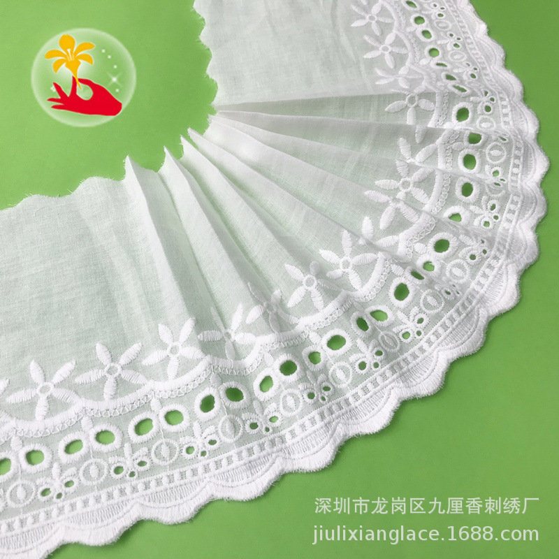 现货纯棉线蕾丝花边棉布绣花镂空花边窗帘装饰服装辅料批发15cm